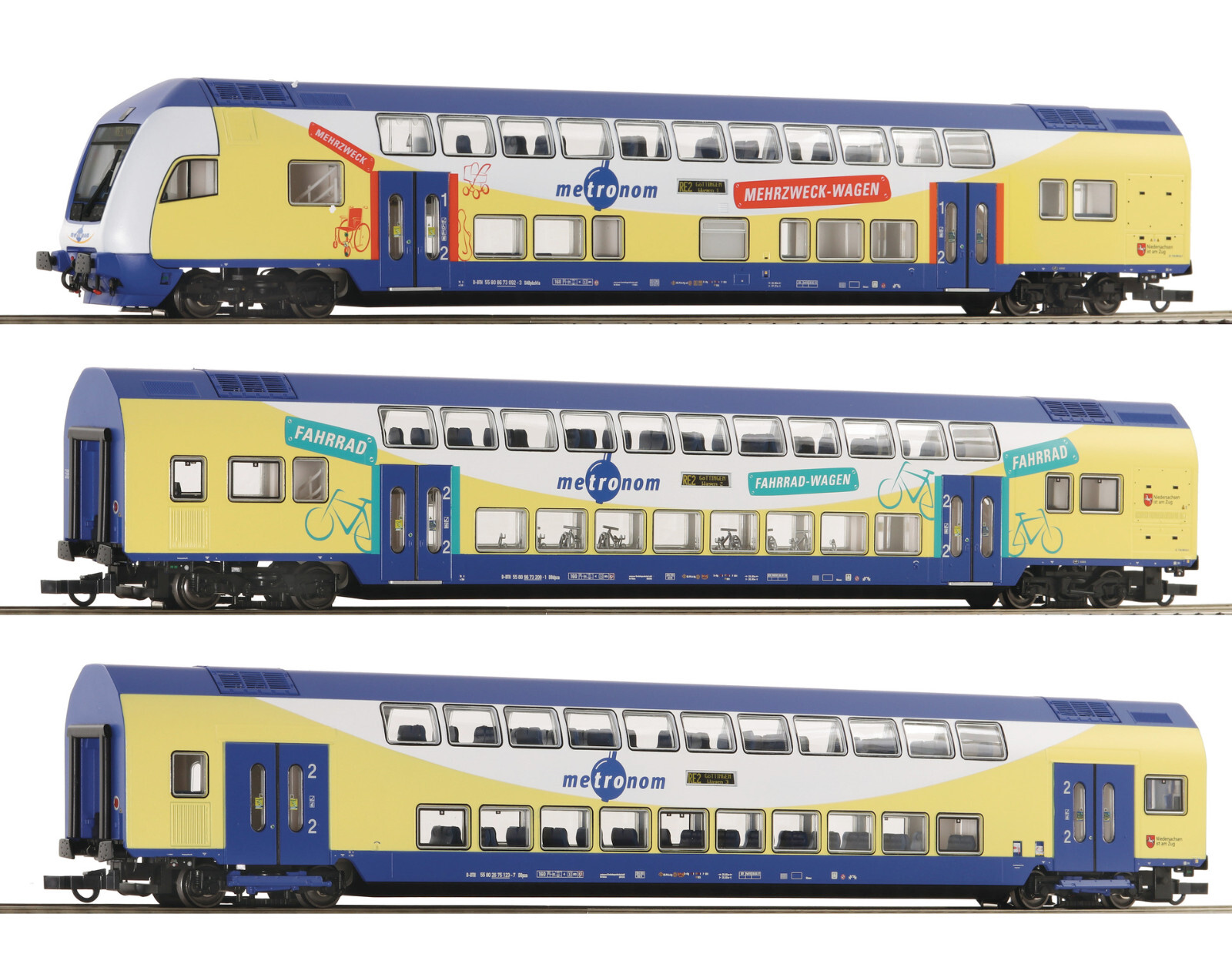 Roco 6210105 - 6200106 -  5-tlg. Set:Doppelstockwagen Metronom Spur H0