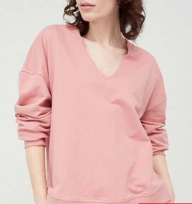 V by Very Notch Neck Oversized Sweatshirt Jumper Top Salmon Pink Size 12