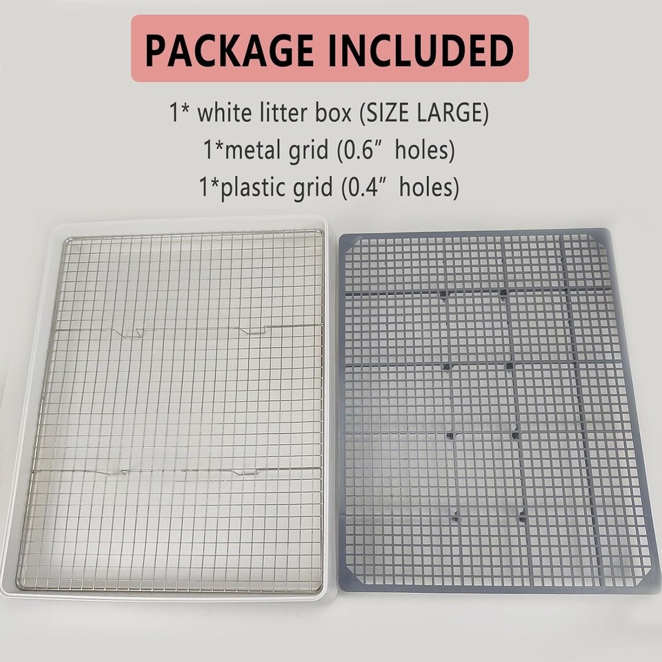 Oncpcare 22x18 Super Large Rabbit Litter Box with 2 Grates (Metal