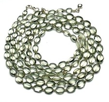 Natural Gem Green Amethyst 8x6 to 12x9MM Oval Shape Nugget Beads Necklace 19.5"