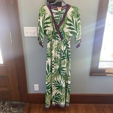 NWT Flying Tomato Women s Maxi Dress Green Floral Surplice Kimono Sleeve- SZ S