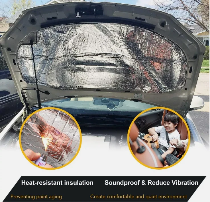 Amortiguador de sonido 80"x 40" aislamiento de automóvil protector térmico amortiguación reducción de ruido alfombrilla Foto 2 de 4