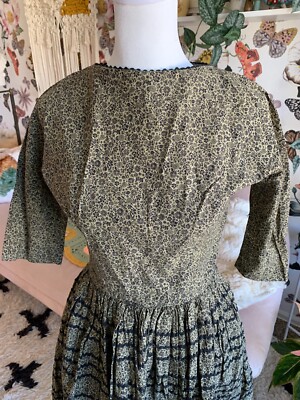 grey rockabilly dress JUDI LESLI VINTAGE Retro 1950s Original Floral XXS 0 2 branded