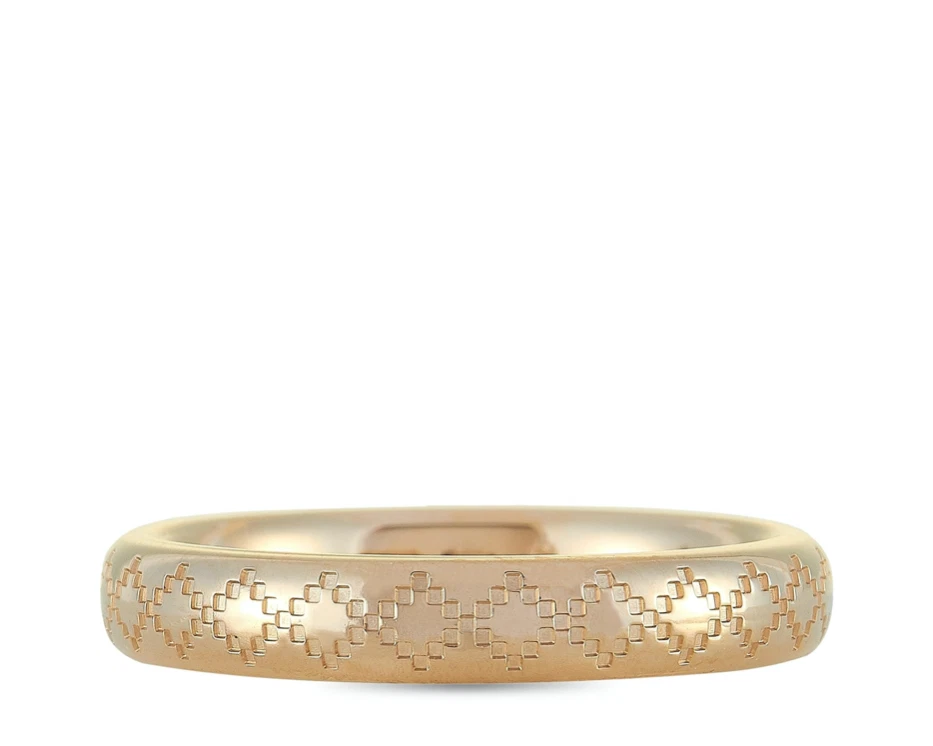 Authentic Gucci Diamantissima 18K Rose Gold Thin Wedding Band Ring