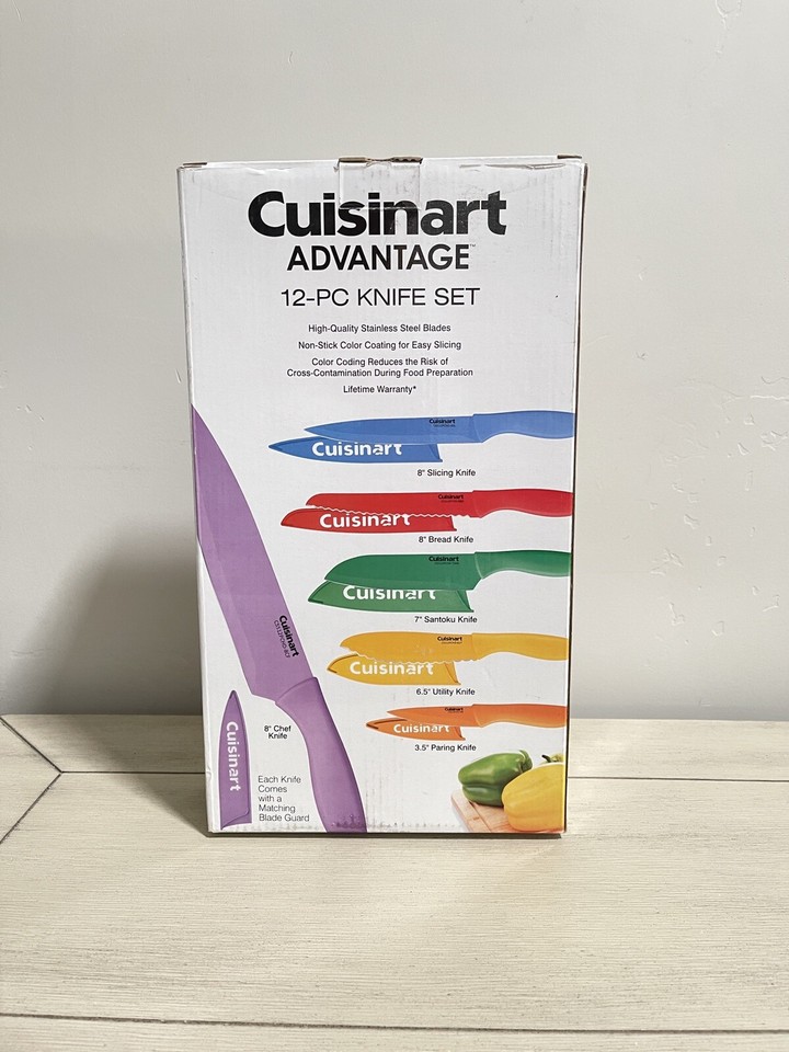 Cuisinart Advantage 12 Pc. Ceramic Coated Color Knife Set with Blade Guards in Multi-Pastel at