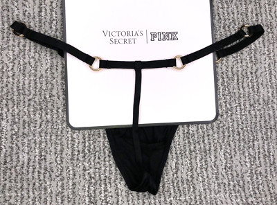 Victoria's Secret Very Sexy NWT Ring Hardware V String Panty XL Black