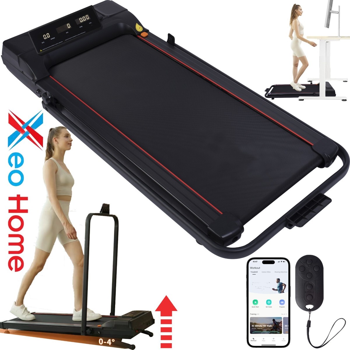 Xeo Home Treadmill 4-in-1 Foldable Walking Pad Treadmill With