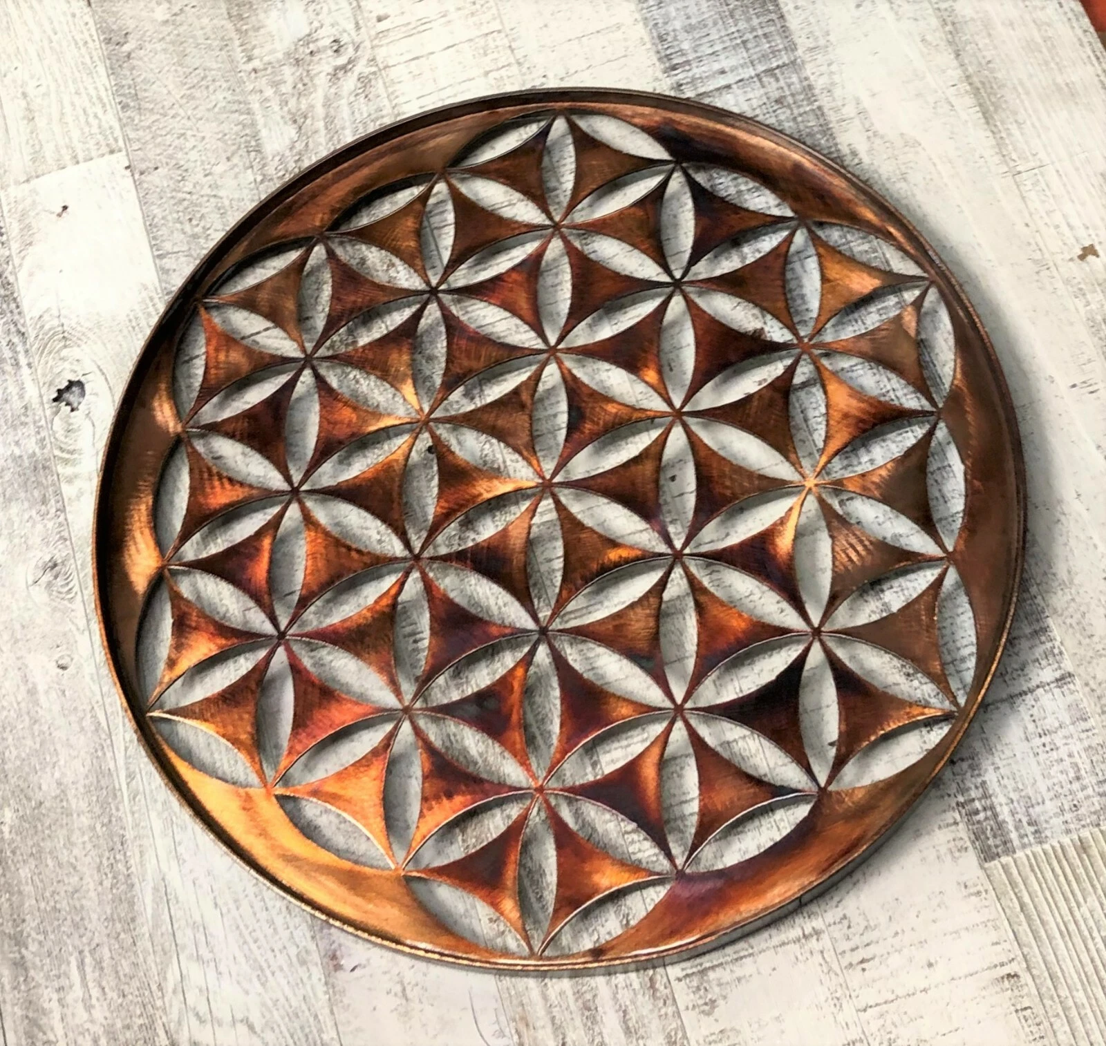 Flower of Life Metal Wall Art 18" x 18" Copper/Bronze Plated
Opens in a new window or tab