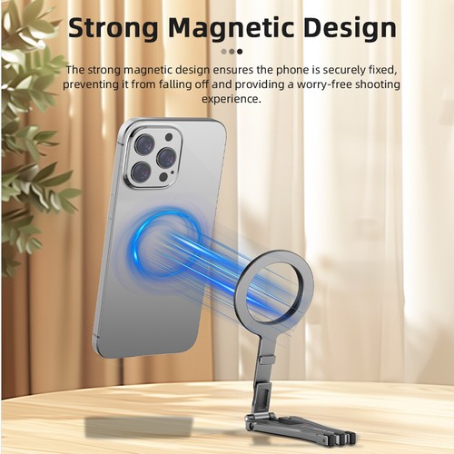 Foldable Desktop Triangle Stand Magnetic Lazy Stand for IPhone Samsung Phones - Photo 11 sur 16