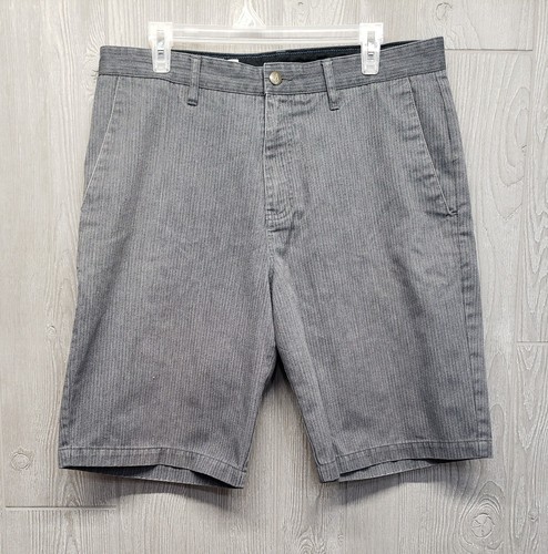Volcom Shorts Mens 34 Corpo Class Chino Gray Striped 9" Surf Skate Street Wear
