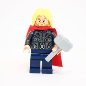 LEGO Marvel Super Heroes Thor Minifigure 76030 76038 Avengers Blue w Hammer Cape