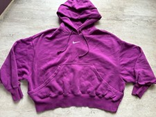 Nike Hoodie Womens M Purple Center Swoosh Lilac Oversized Cropped Fit Sweatshirt