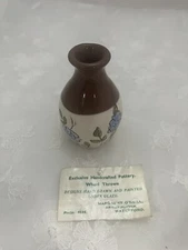 Vintage Waterford O’Neil Miniature Vase 4” Hand Drawn And Painted Blue Flowers