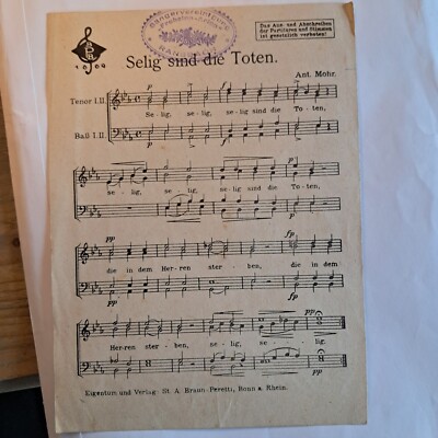 Noten für Männerchor Selig sind die Toten Ant. Mohr