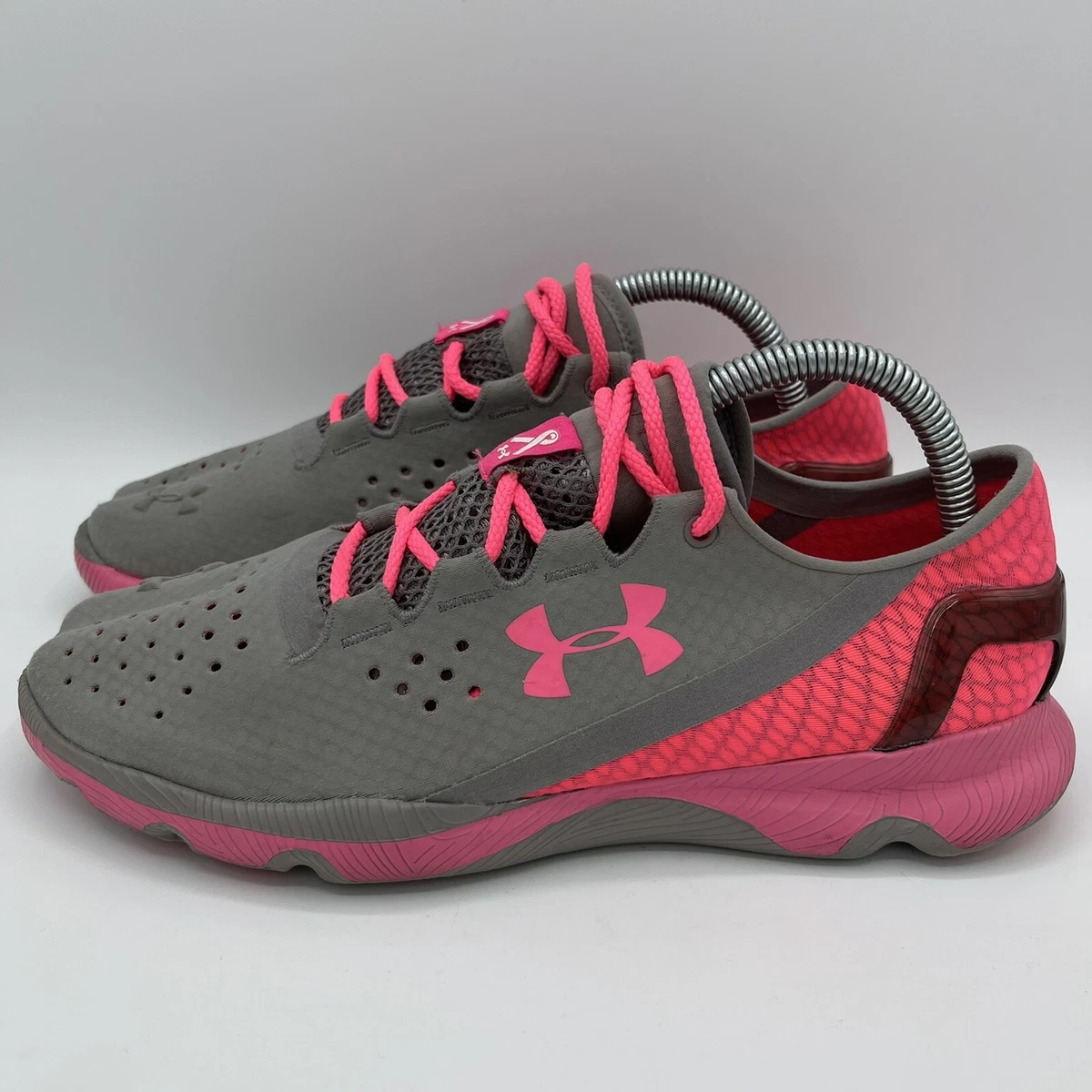 Under Armor Womens Speedform Apollo 1245955 100 Gray Pink Breast
