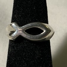 Vintage Sterling Silver 925 Fish Ring Size 6.5.