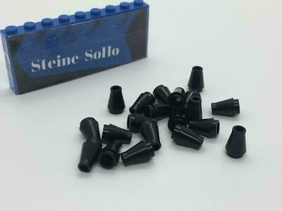 Lego (c) 20x schwarzer Kegel - Stein - 1x1 - 4589b - black