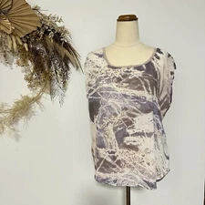 M. A. Dainty sleeveless Shell top Pastel Pattern Quirky Basic Designer size 8