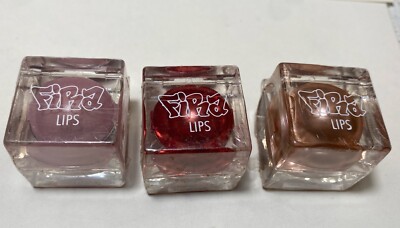 FIRA Lips Lipgloss SET OF 3 Colors With Mini Mirror NEW VINTAGE SEALED Compact