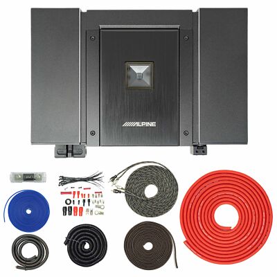Alpine HDA-M80 900W Hi-Res Mono Subwoofer Amplifier + SoundBox TCK4 Wiring Kit
