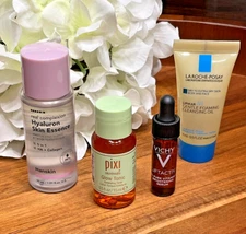 4 Skin Care Samples/Travel Vichy LiftActiv, LRP Oil, Hanskin Hyaluron Pixi Tonic