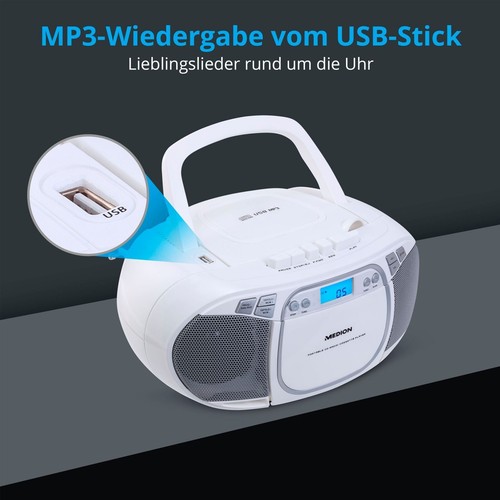 Medion MD44176 E66476 CD-Player Radio Kassettenspieler Boombox Tragbar USB Retro - Picture 35 of 75
