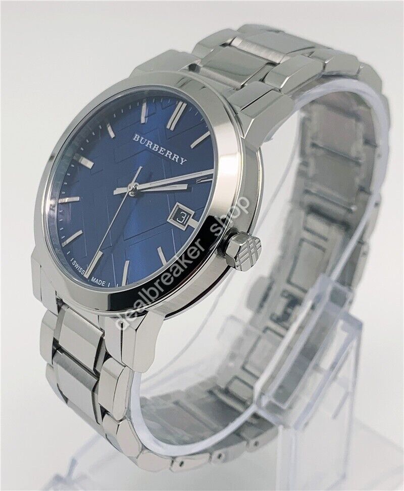Burberry BU9031 Blue Check Dial Stainless Steel Silver Tone 38mm Men's Watch