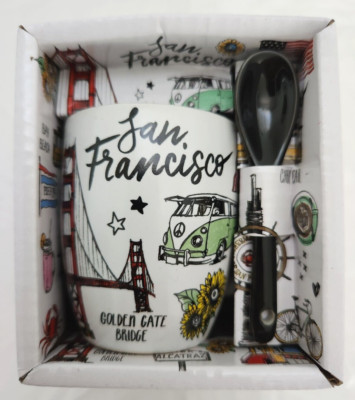 Kitchen Chic San Francisco Souvenir Tea Coffee 12 oz Mug & Spoon Multicolor