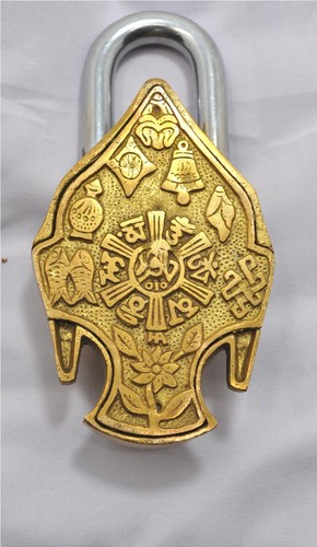Antico Riproduzione Ottone Lord Buddha Testa Blocco Mano Crafted Funzionante Con - Picture 7 of 7
