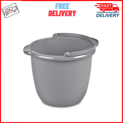 Sterilite 10 Qt. Spout Pail Classic Titanium Durable Plastic Bucket with Handle