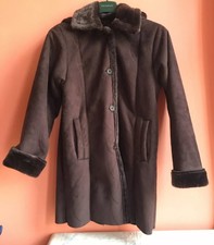 Gabriella Vizenca Aubergine Hooded Faux Fur Faux Suede Coat Size 10/12
