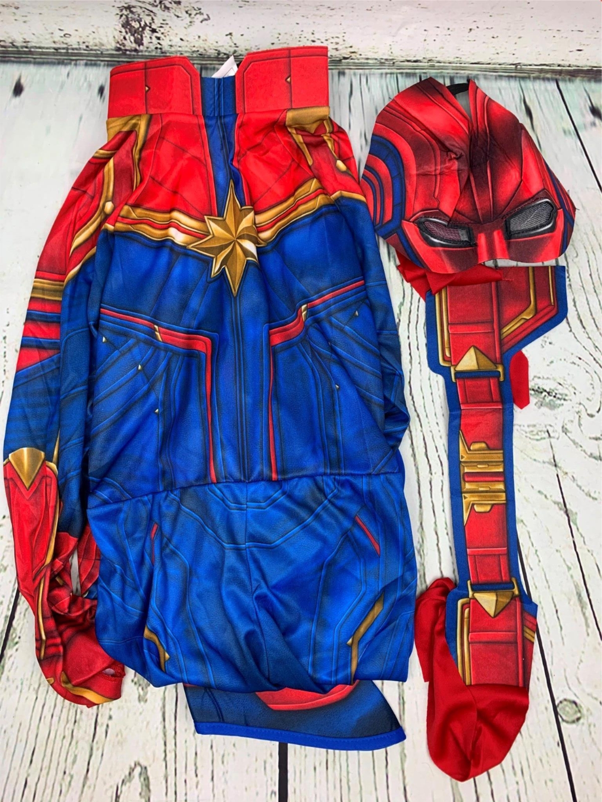 Girls Hero Costume Suit Medium Blue Red