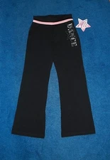 GIRLS MORET BLACK SILVER BLING YOGA LEOTARD DANCE PANTS SIZE 8 - 10 MEDIUM NWT  