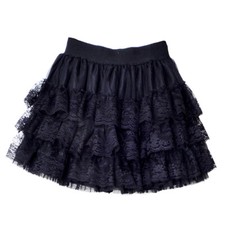 Lady Lace Tiered Short Skirt Crinoline Petticoat Underskirts Elastic Waist Sweet
