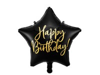 Folienballon Happy Birthday Schwarz Gold 45Cm Helium Geschenk Party Dekoration