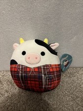Squishmallow  Connor the Cow Wearing Plaid Shirt  7.5 In.  Fall 2022  NWT 