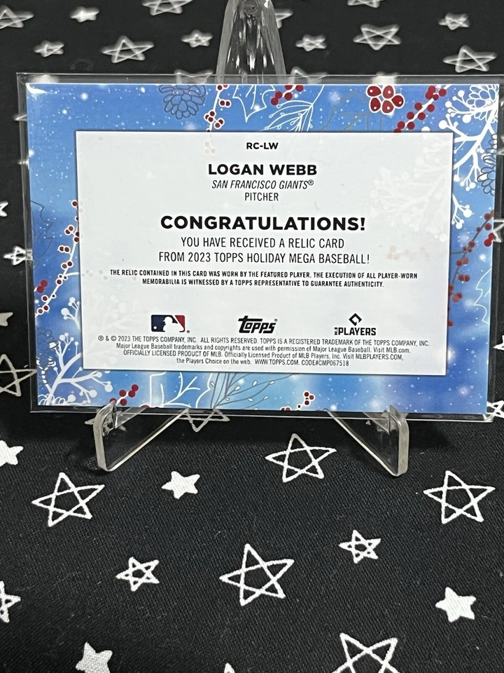 2023 Topps Holiday Logan Webb Jersey Relic #RC-LW San Francisco Giants - Image 2 of 2