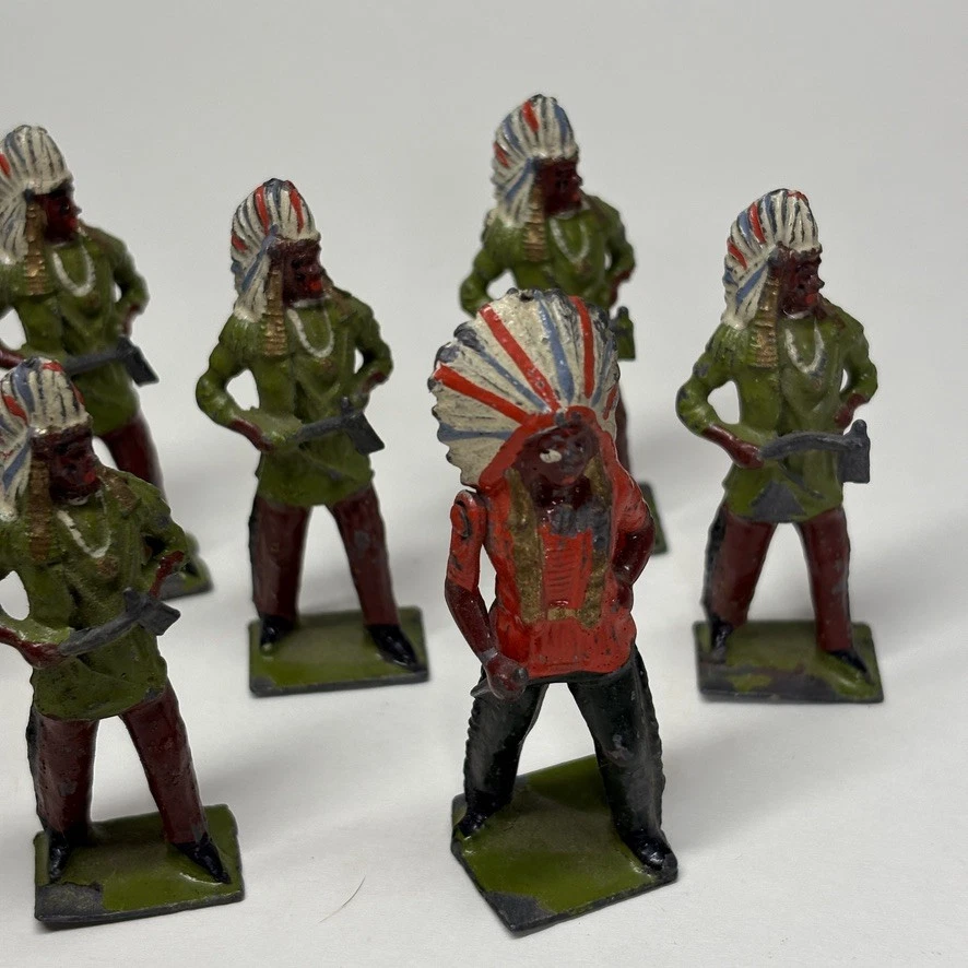 Juego de 10 figuras de juguete de plomo de guerreros nativos americanos de 2,25 pulgadas de colección británicos Foto 3 de 4