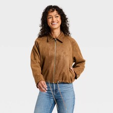 Women Suede Bubble Bomber Jacket - Universal
