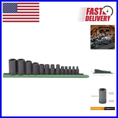 Durable 13-Piece E-Torx Socket Set with Black Oxide Finish & Heat Treatment