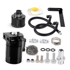 Baffled Oil Catch Can 400ml, Universal Oil Catch Can Kit with Breather Black