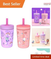 Kids Plastic Sippy Cups 15oz Leak-Proof Travel and Home Drinkware 2-Pack