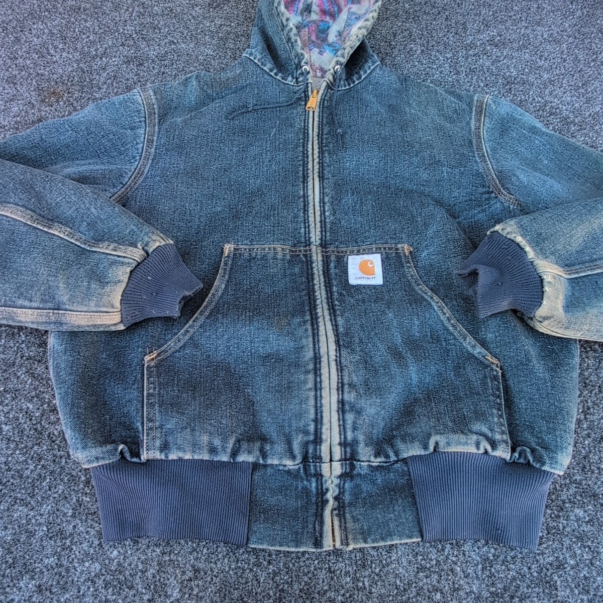 Vtg Carhartt Denim Active Jacket Medium Southwest Blanket Lined