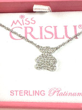 Miss Crislu CZ Teddy Bear Sterling Silver Necklace New in Box -Kid's Jewelry