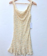 Reformation Rudie Floral Mini Dress Size 2 Yellow Cowl Neck Ruffle Hem Romantic