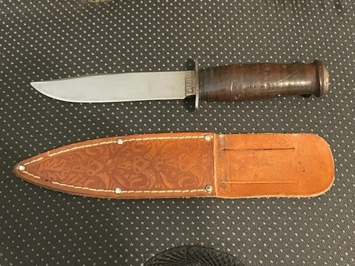 RARE ORIGINAL US WW2 MILITARY CASE UTILITY KNIFE DAGGER AND SHEATH 5" BLADE