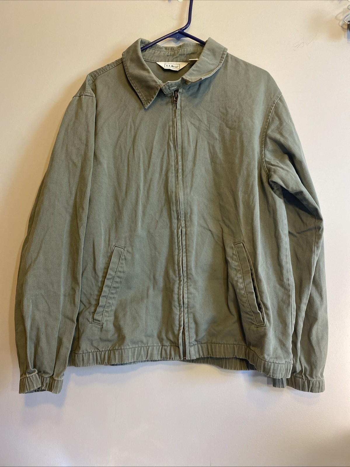 Vintage L.L. Bean Harrington Bomber Jacket Men’s Large Green Cotton Canvas