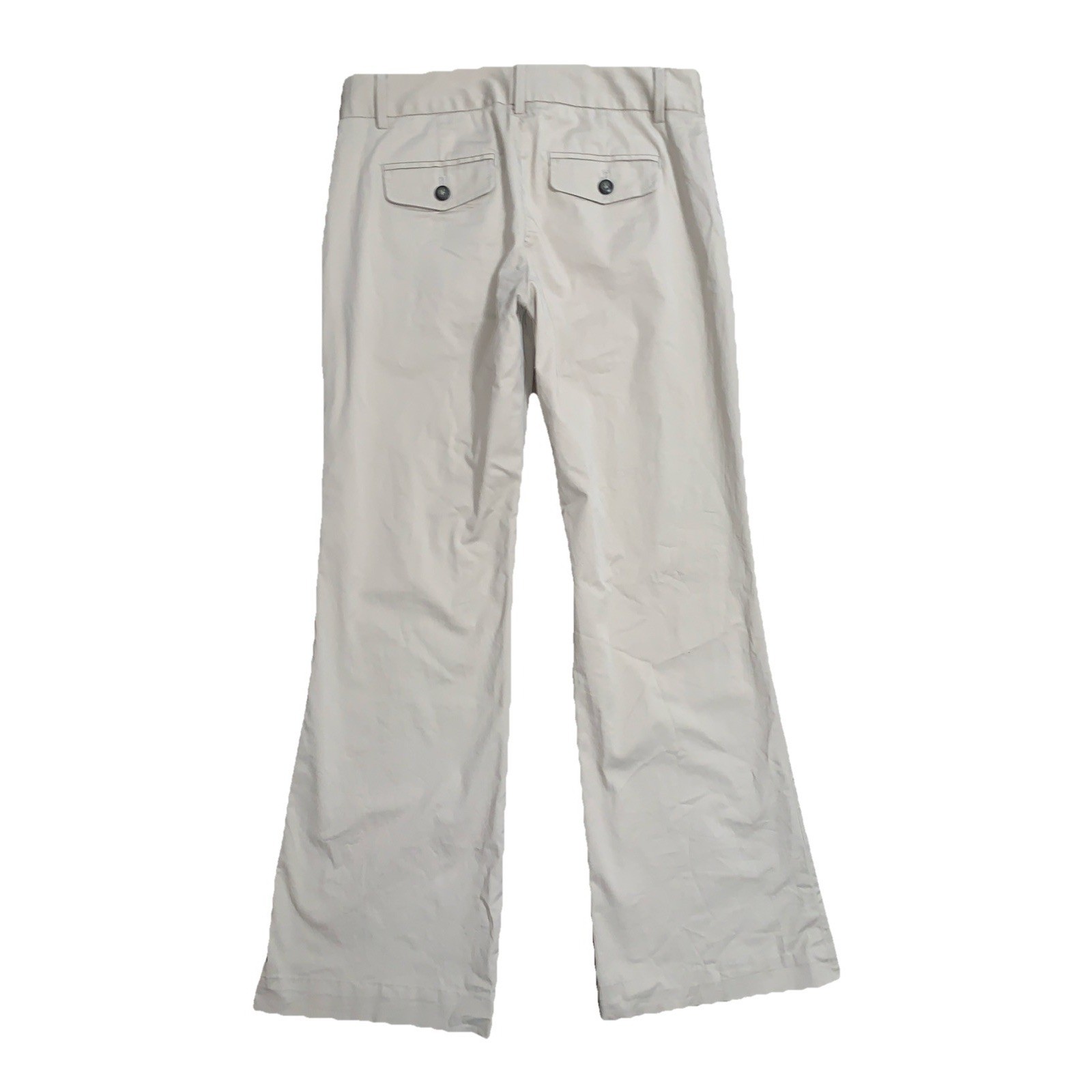Gap Women's 2R Beige Straight Fit Flared Leg Stretch Mid Rise Trouser Chino y2k image 6