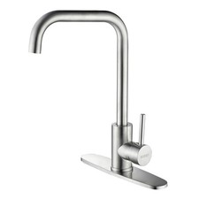Square Kitchen Sink Faucet, Single Handle Swivel Bar Mixer with 3 Hole Deck Plat
