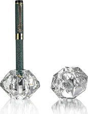 QFkris 2-Packs Crystal Fountain Pen Stand Glass Feather Pen Holder Crystal Pen &